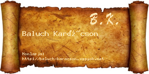 Baluch Karácson névjegykártya